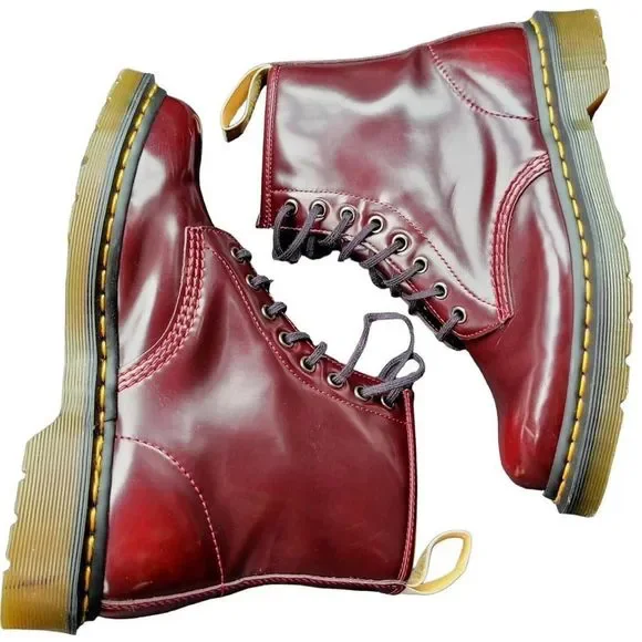 Dr. Martens 1460 Vegan Cherry Red Rub Off - Picture 6 of 14